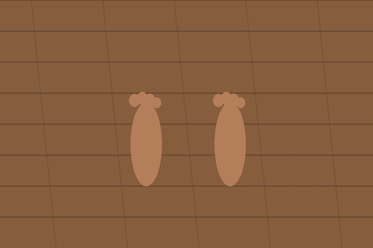 Bare adult feet standing on a warm wooden floor